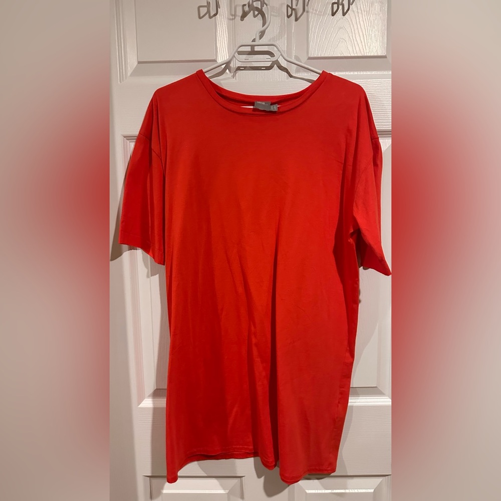 💚 ASOS Vibrant Red Short Sleeve T-Shirt Dress